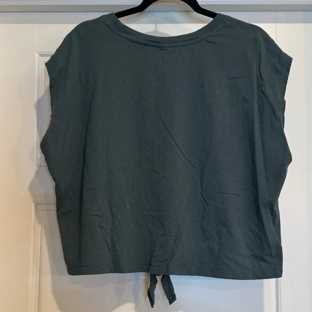 Old Navy Tie Front Tank Top Womens 2X Dark Teal Green Cotton Sleeveless Crop
